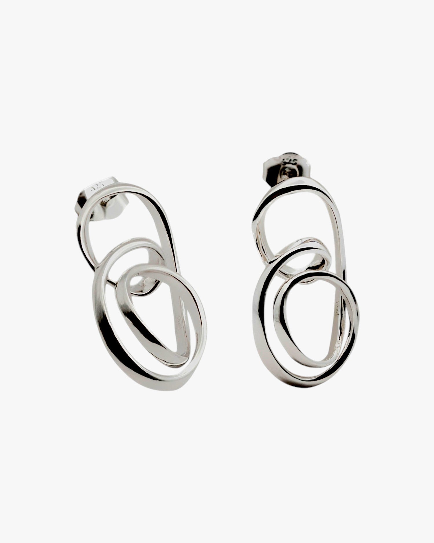 Original silver earrings with an intertwined design