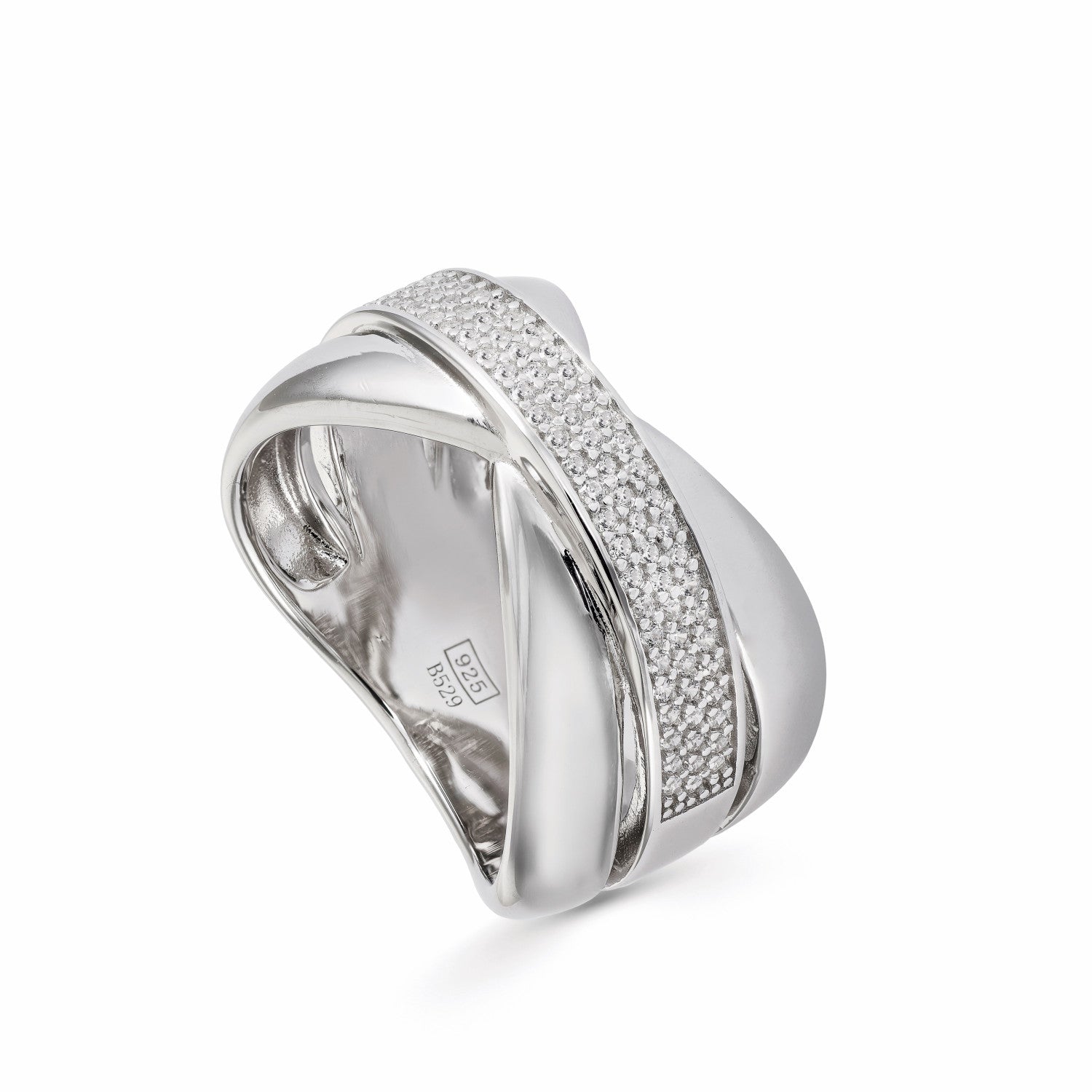 Anneaux zircons de argent avec design croix