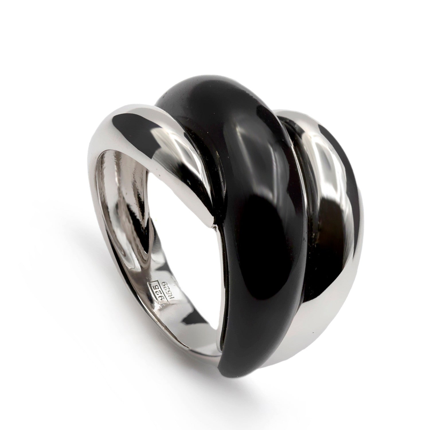 Anillos con piedras diseño vanguardita tono negro