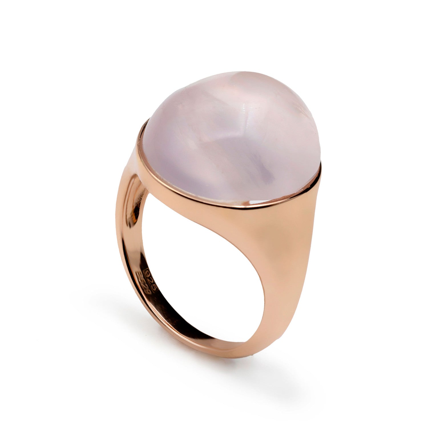 Anillo con piedra de quarzo rosa