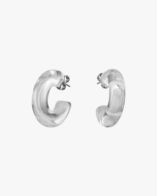 Boucles d'oreilles créoles originales en blanc transparent