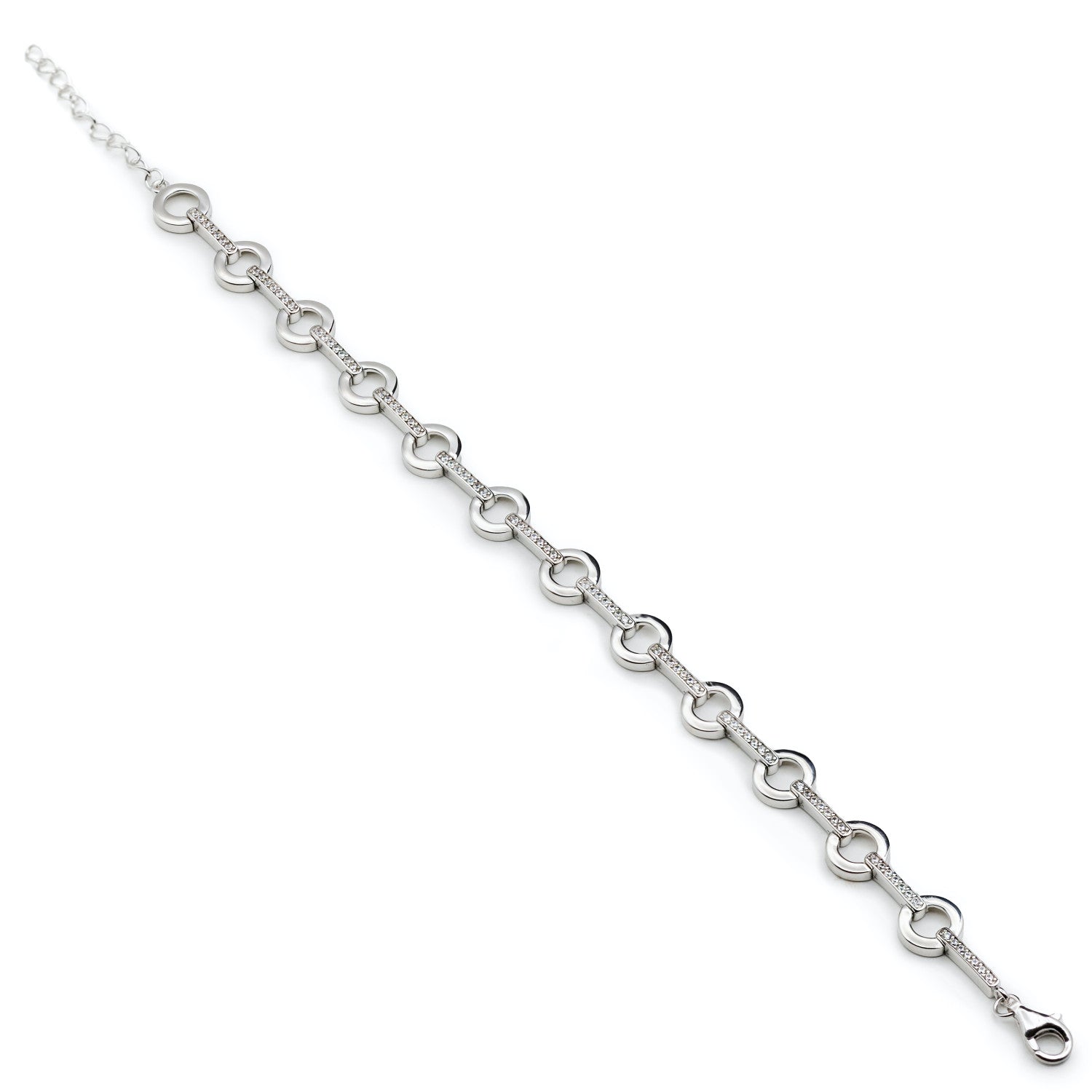 Pulsera eslabones en forma circular y circonitas