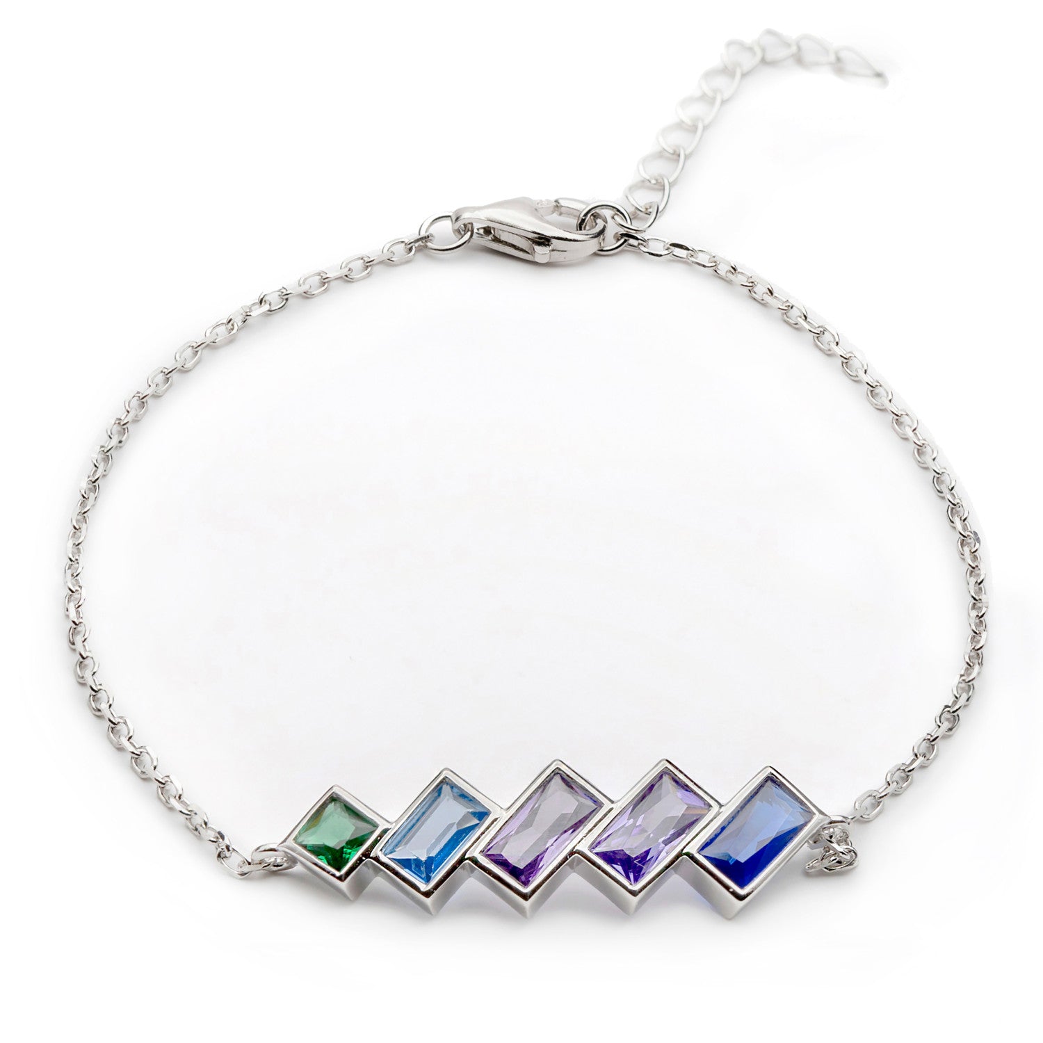 Bracelet orné de pierres aux tons bleus de style géométrique