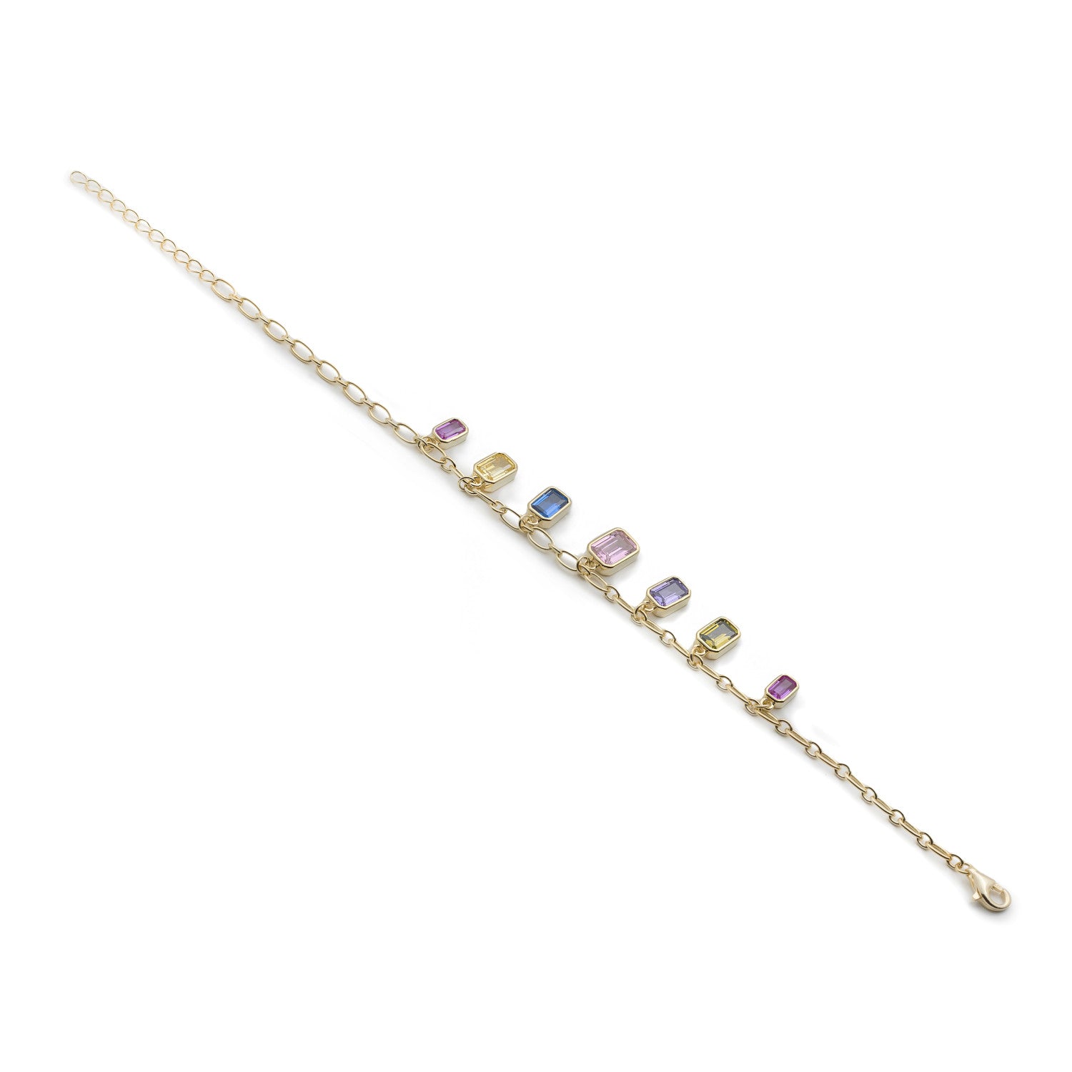 Pulsera de platas con piedras colgantes multicolor