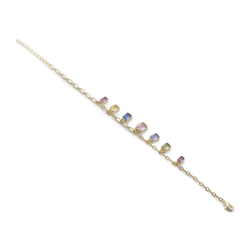 Pulsera de platas con piedras colgantes multicolor