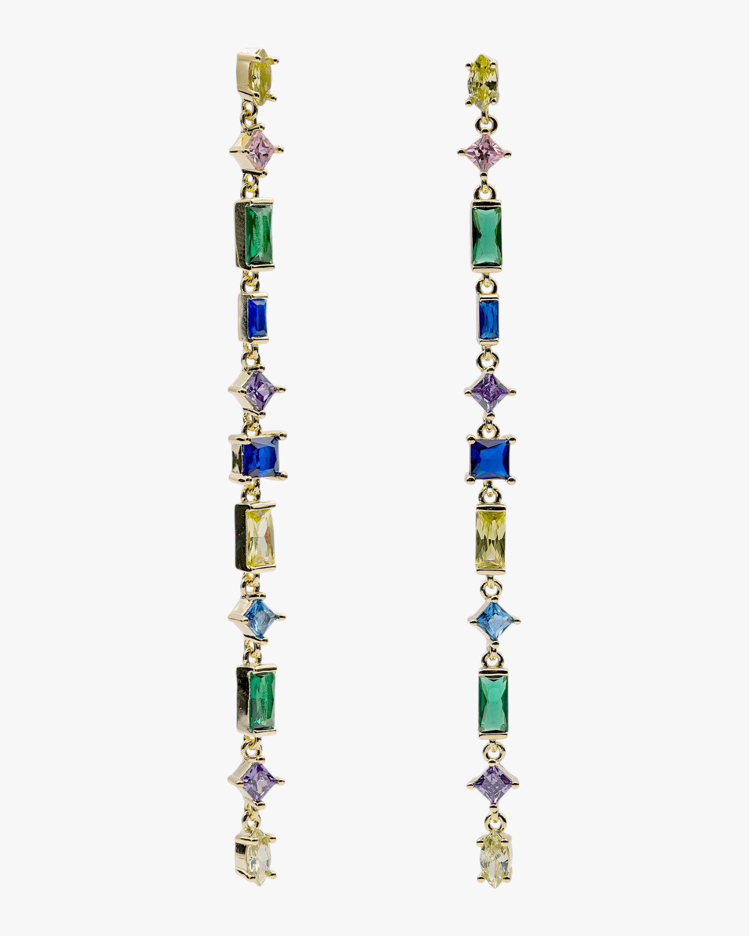 Pendientes largos con piedras de colores multicolor