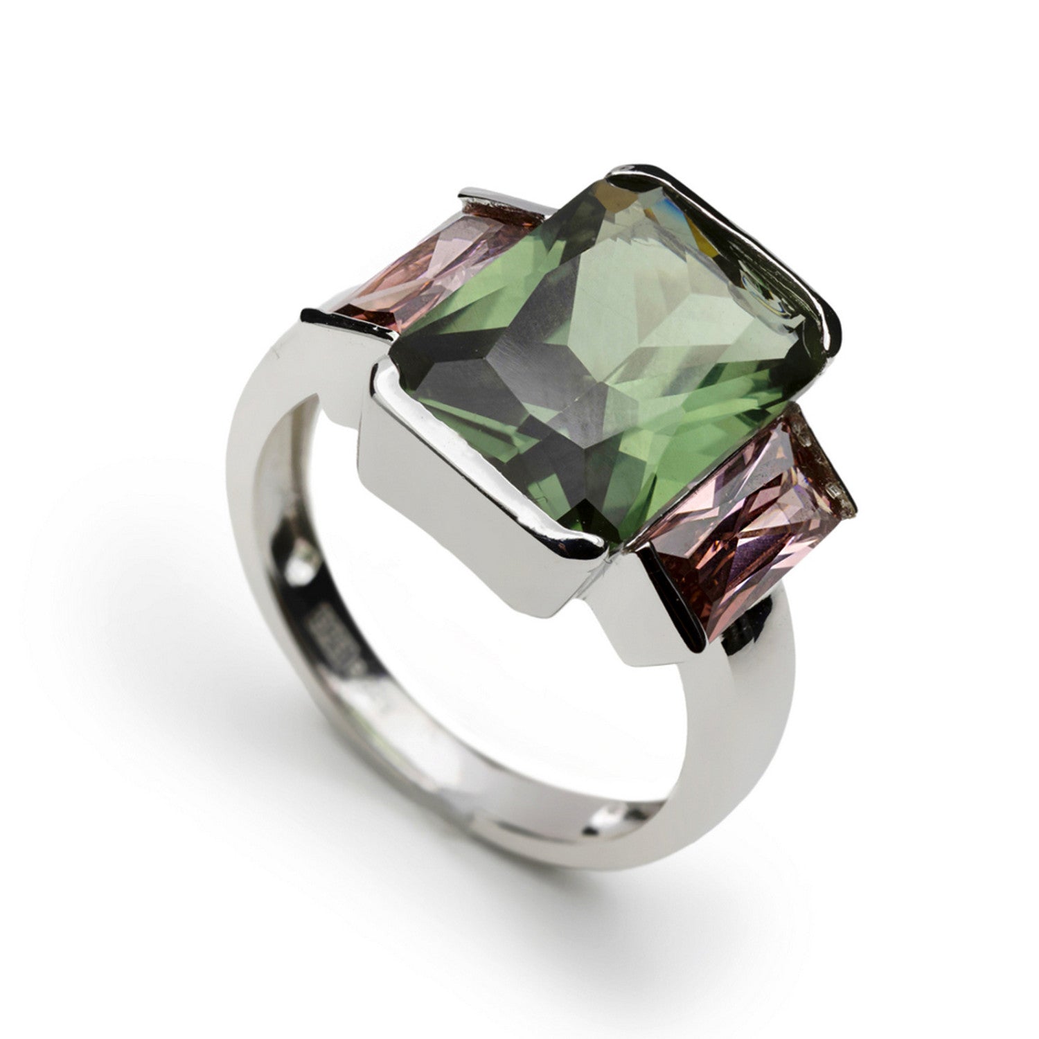 Anillo con piedras cuadradas en tonos tierra