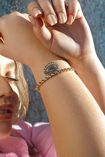 Pulseras con piedras de plata banda de circonitas multicolor talla esmeralda y redonda