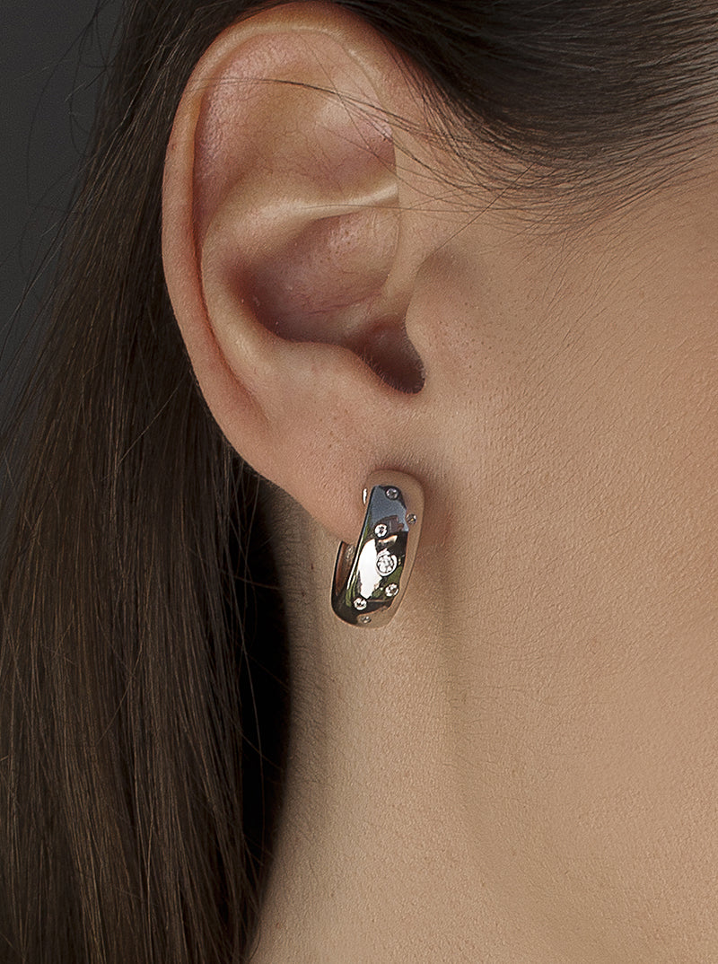 Pendientes aro pequeños diseño grueso con circonitas