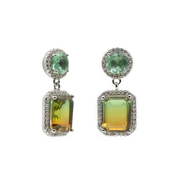 Earrings with colorful stones in aventurine and orange