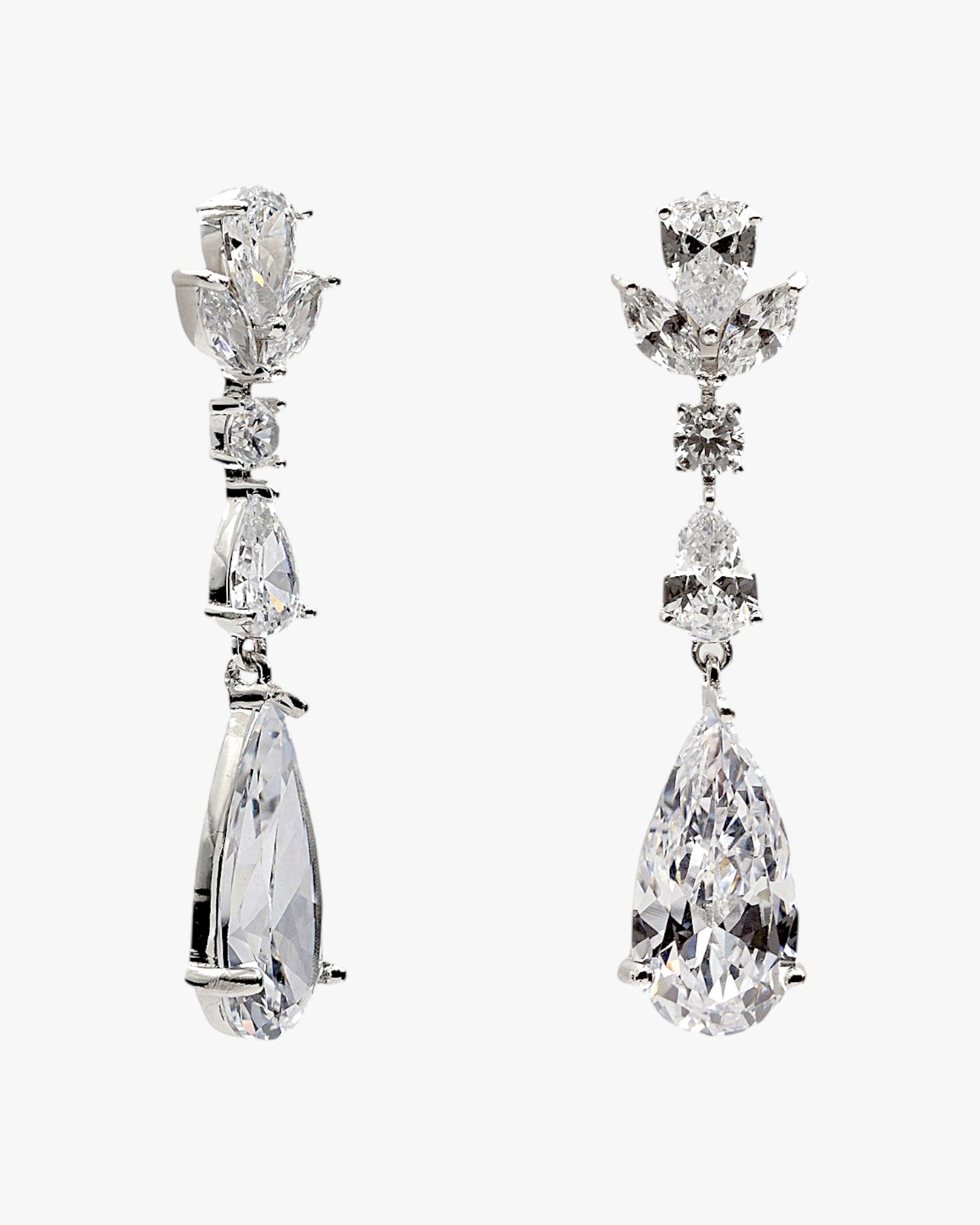 Pendientes novia con circonitas talla marquesa y pera