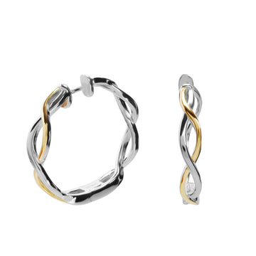 Pendientes aro bicolor diseño entrelazado