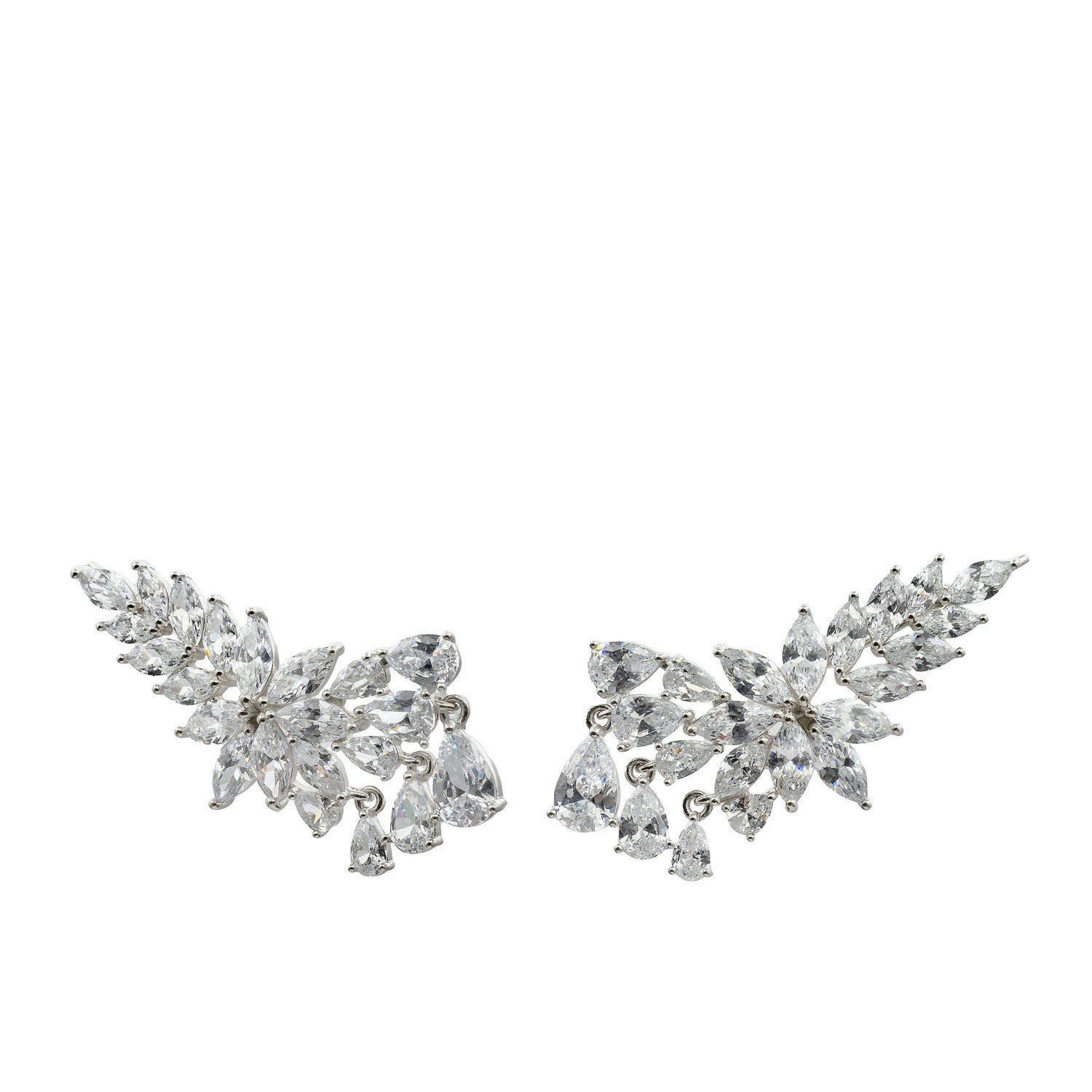 Floral style climber earring with cubic zirconia