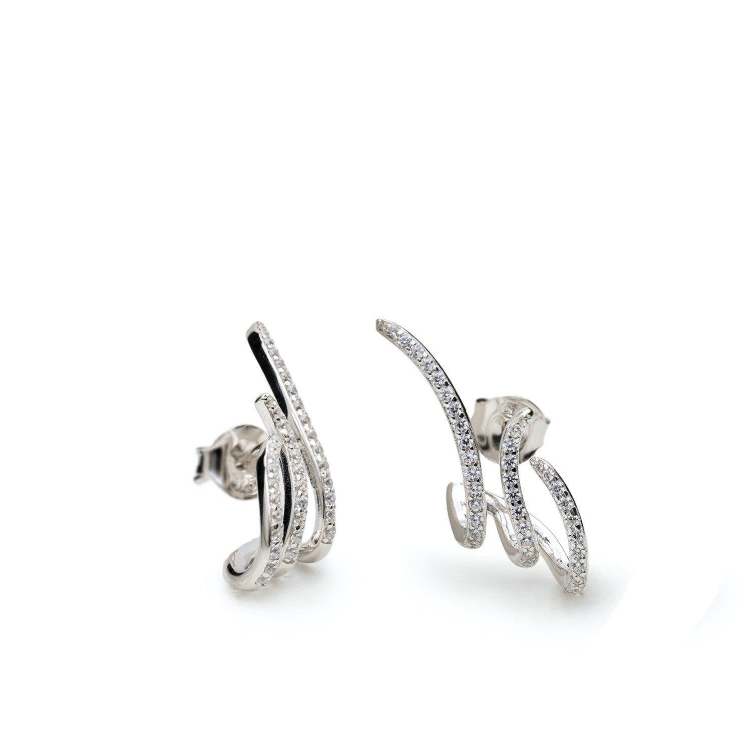 Boucles d'oreilles originaux de argent avec design asymétrique