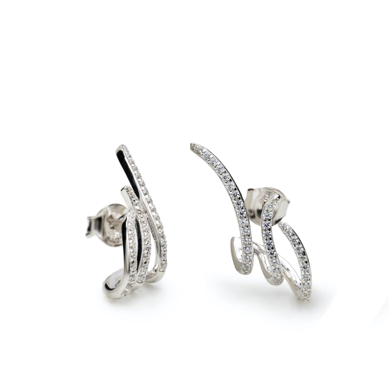 Boucles d'oreilles originales en argent au design asymétrique
