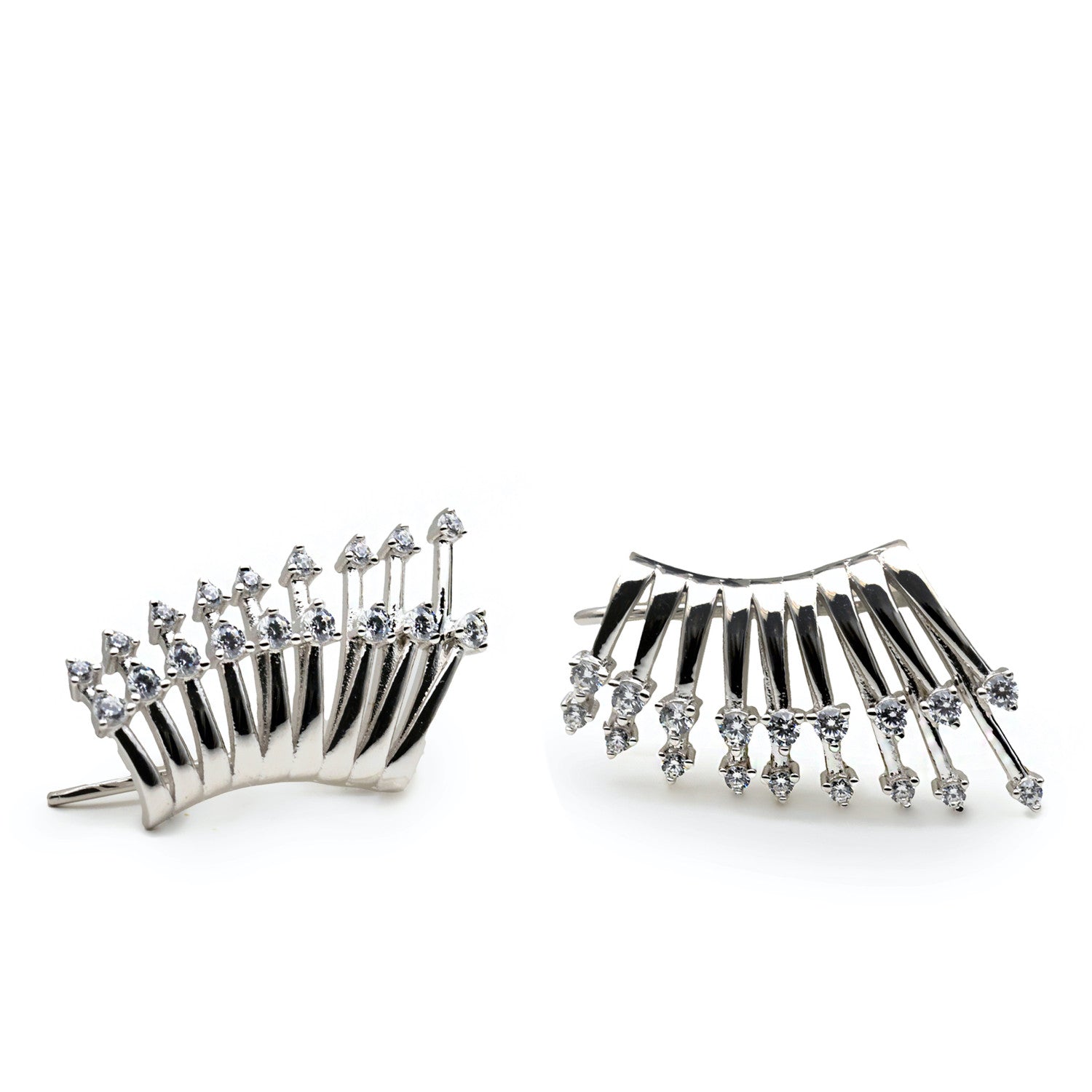 boucles d'oreilles grimpeurs avec design cascade de argent