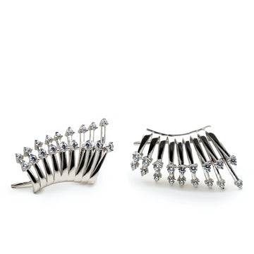 Silver waterfall design climber earrings