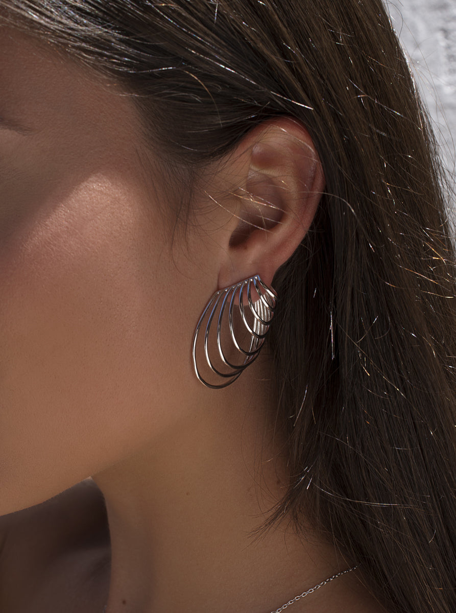 Pendientes originales en plata de diseño vanguardista
