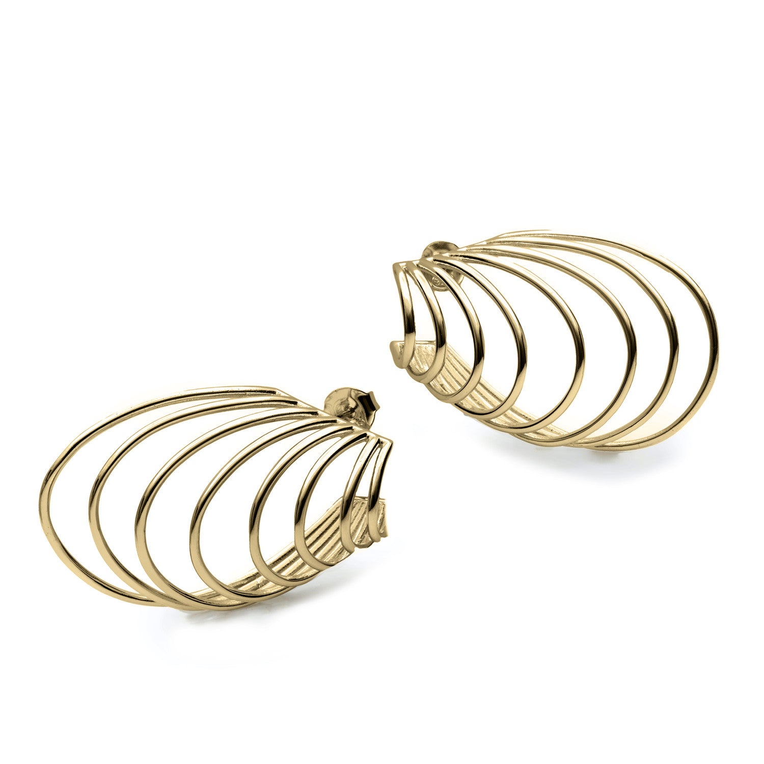 Pendientes originales en plata bañada en oro de diseño vanguardista