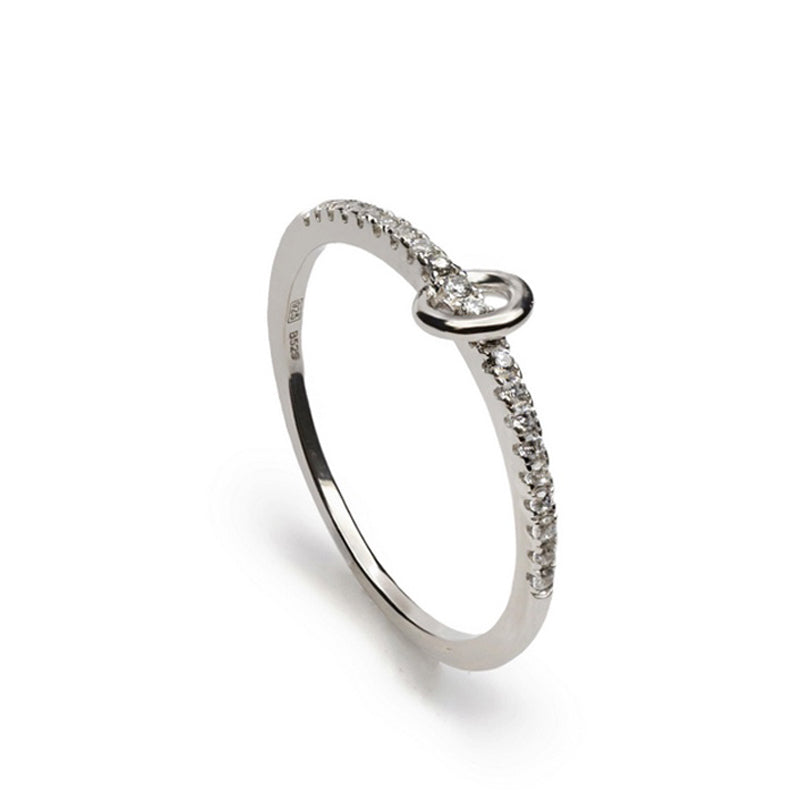 Anillo fino con circonitas lineal y circulo