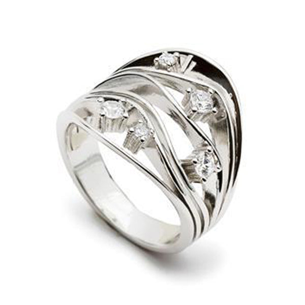 bague ancho avec zircons avec design organique