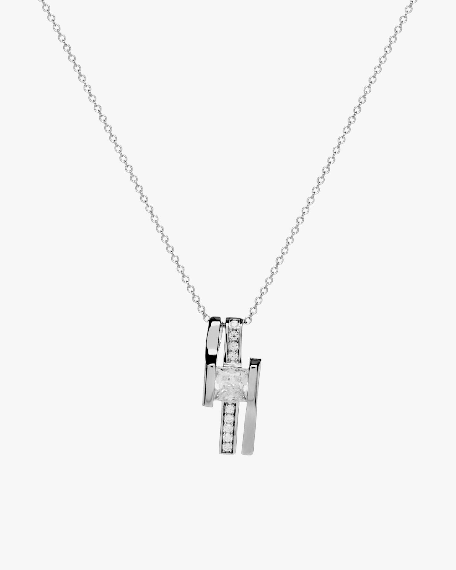 Colgante de plata geométrico con circonitas