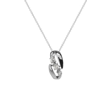 Colgante brillante diseño curvado con tres circonitas