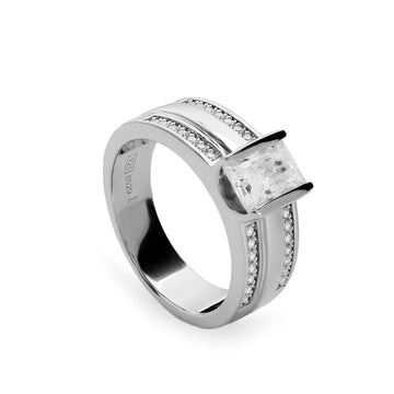 Anillos criconitas de plata con diseño geométrico