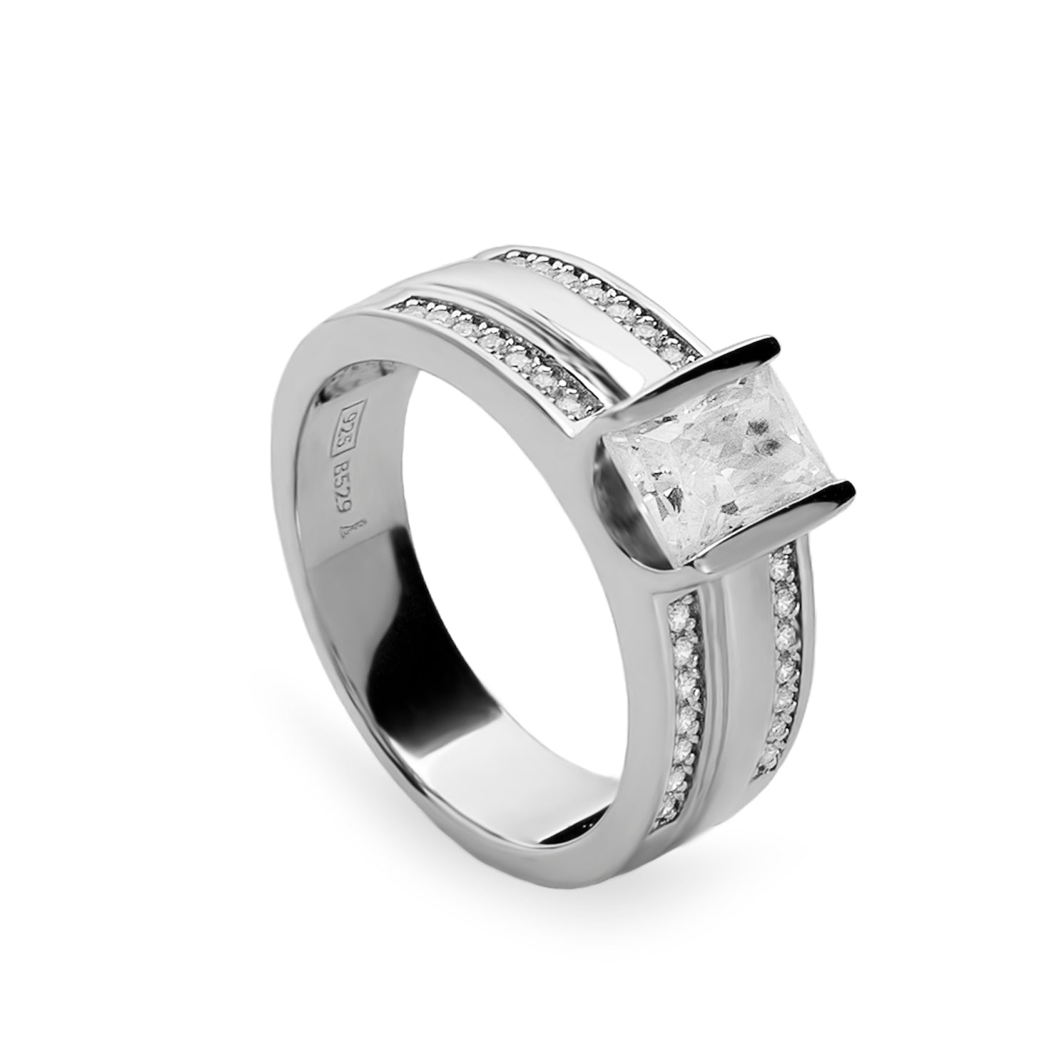 Anillos criconitas de plata con diseño geométrico