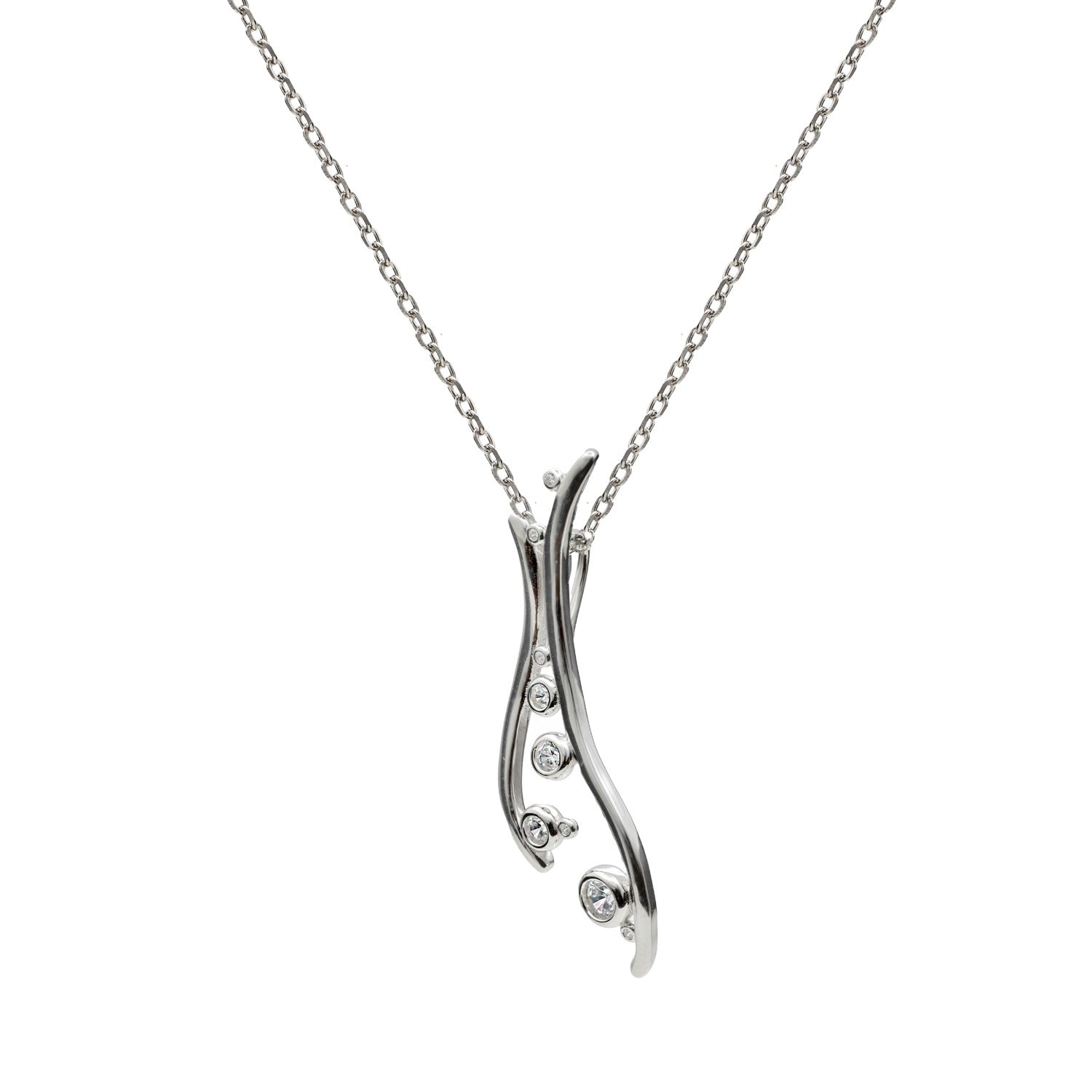 Elegant curved pendant with a sparkling finish
