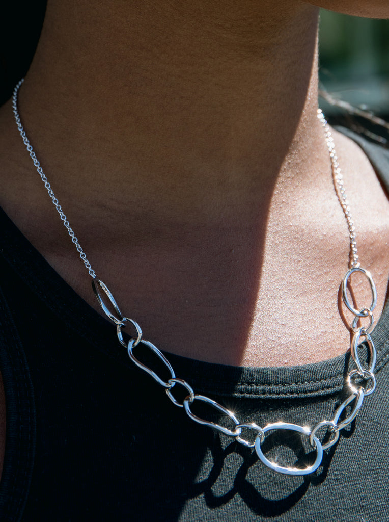 necklace silver chain design irregular links