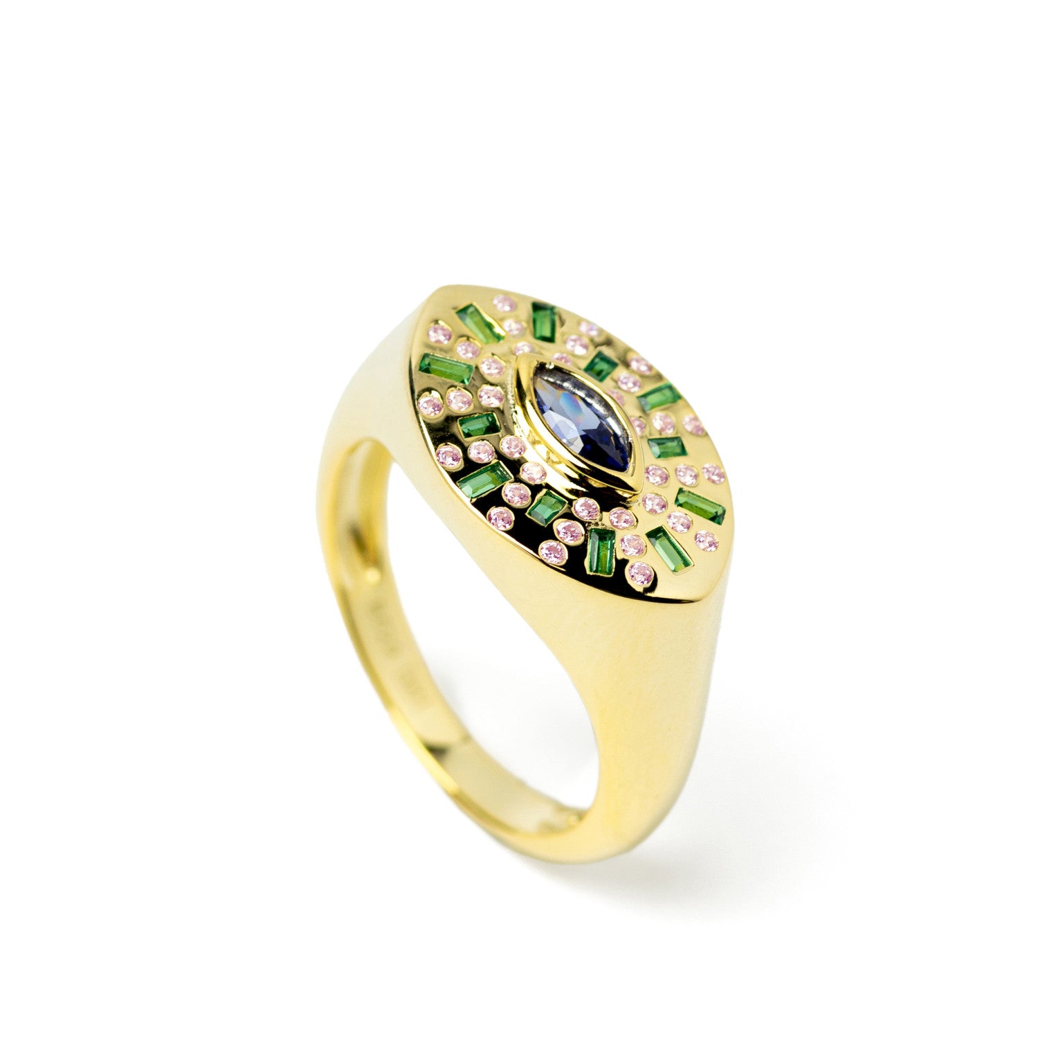 Anillos con piedras tono zafiro en talla marquesa