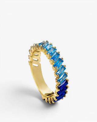 Anillos con piedras en tonos azules talla baguette
