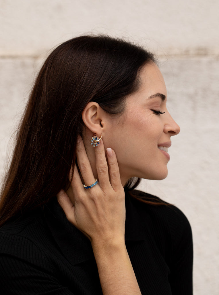 Anillos con piedras en tonos azules talla baguette