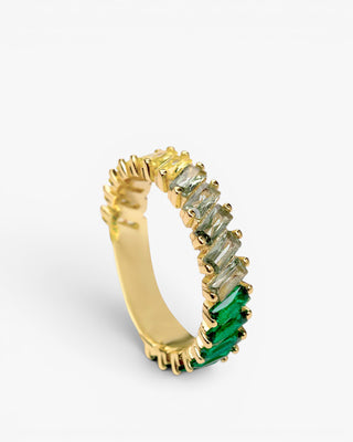 Anillos con piedras en tonos verdes talla baguette