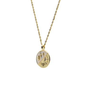 Collar medalla diseño sol combinado con nácar