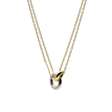 Colgante bicolor en plata con doble cadena