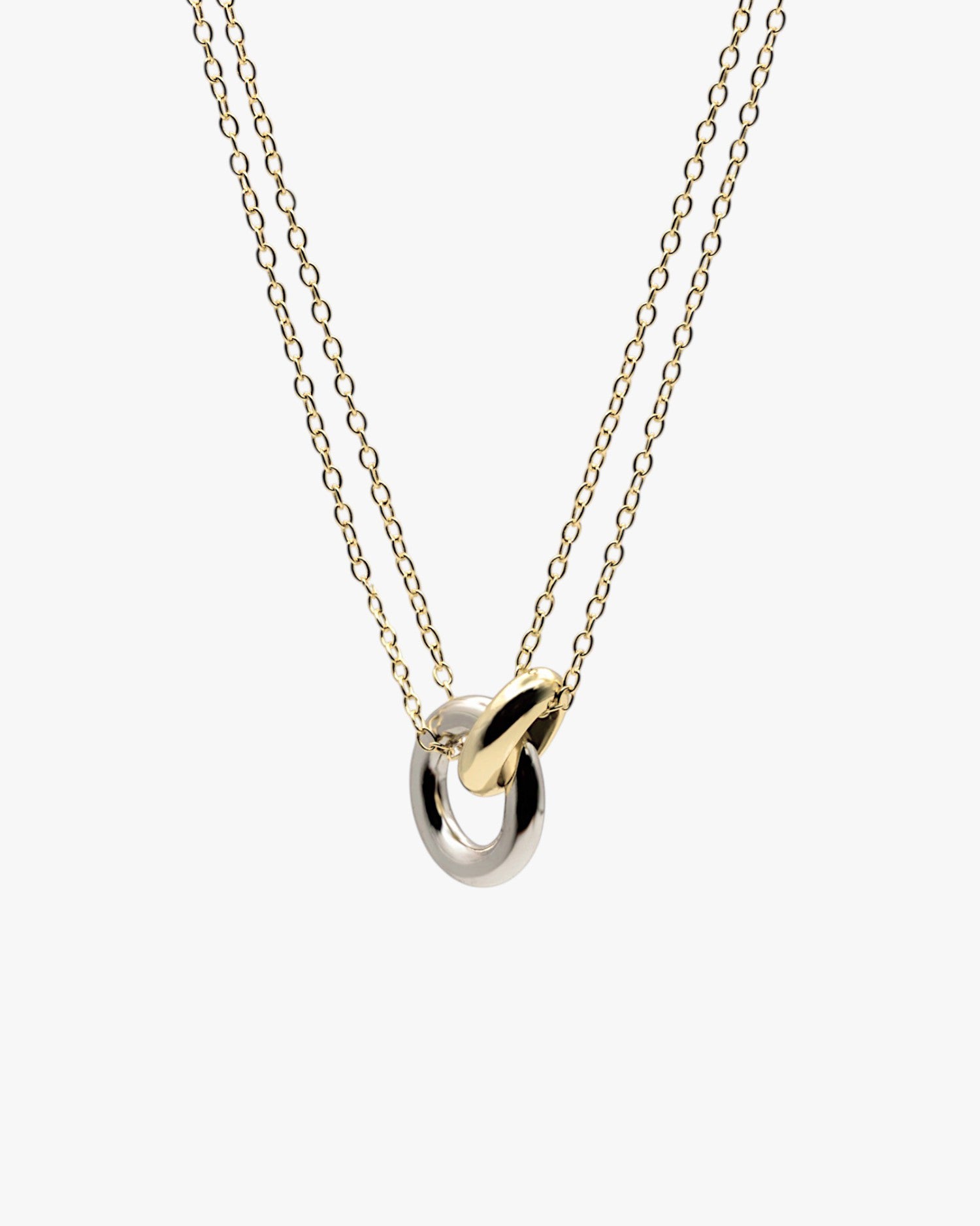 Pendentif bicolore argenté avec double chaîne