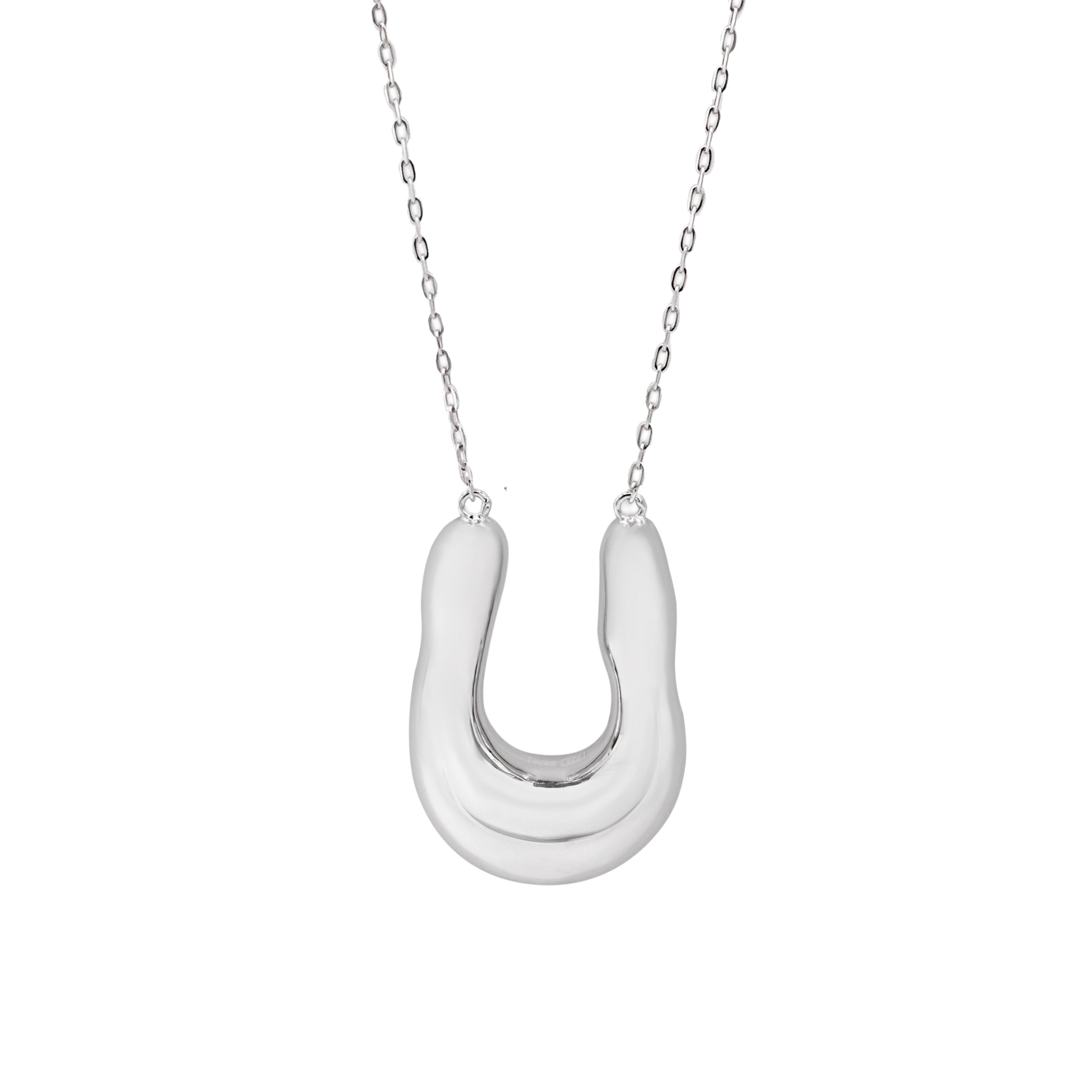 collier de argent en forma de u irrégulier liquido