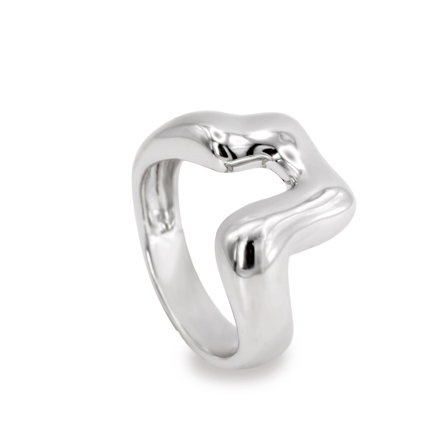 Anillo de plata irregular líquido