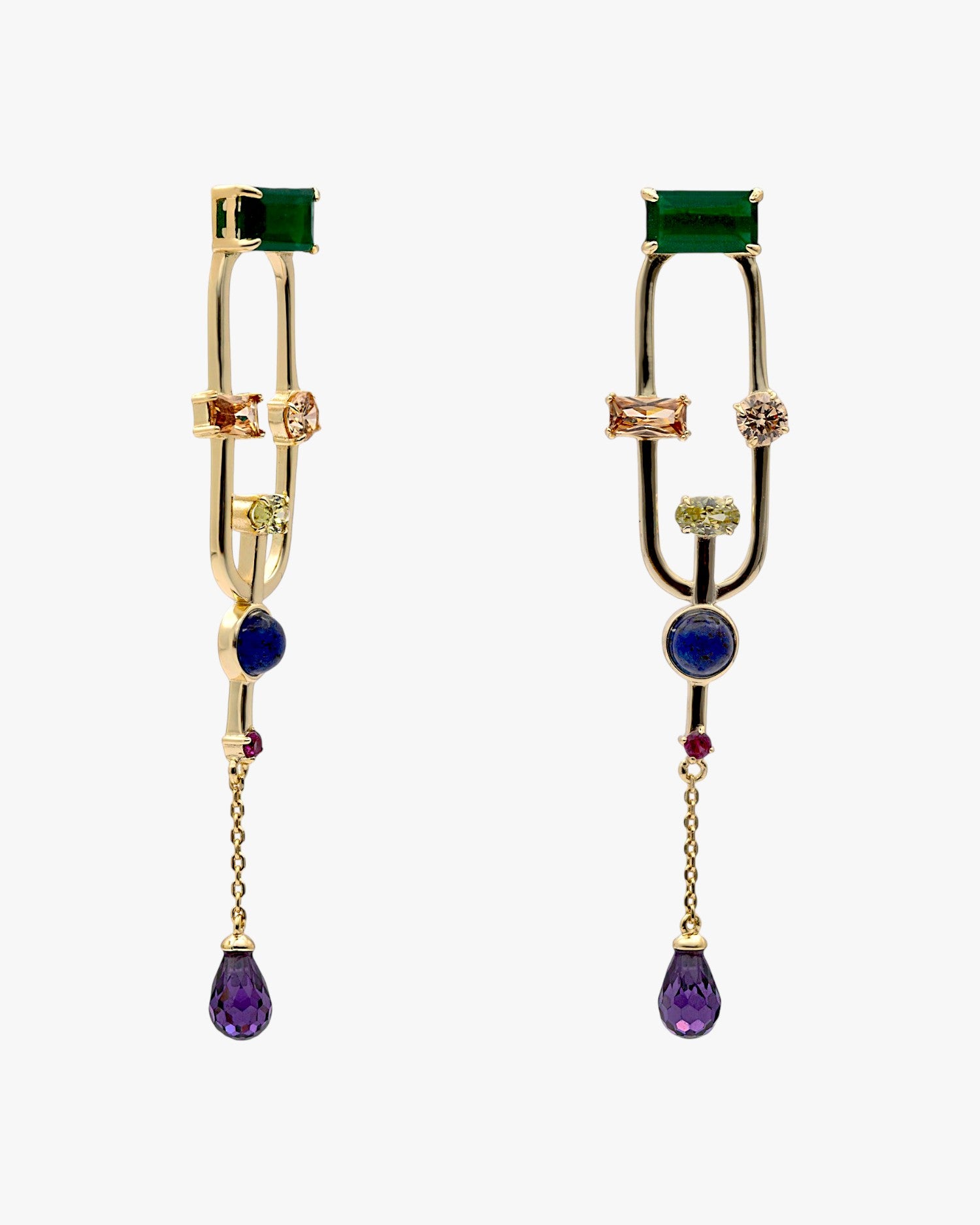Pendientes originales de diseño vanguardista con gemas