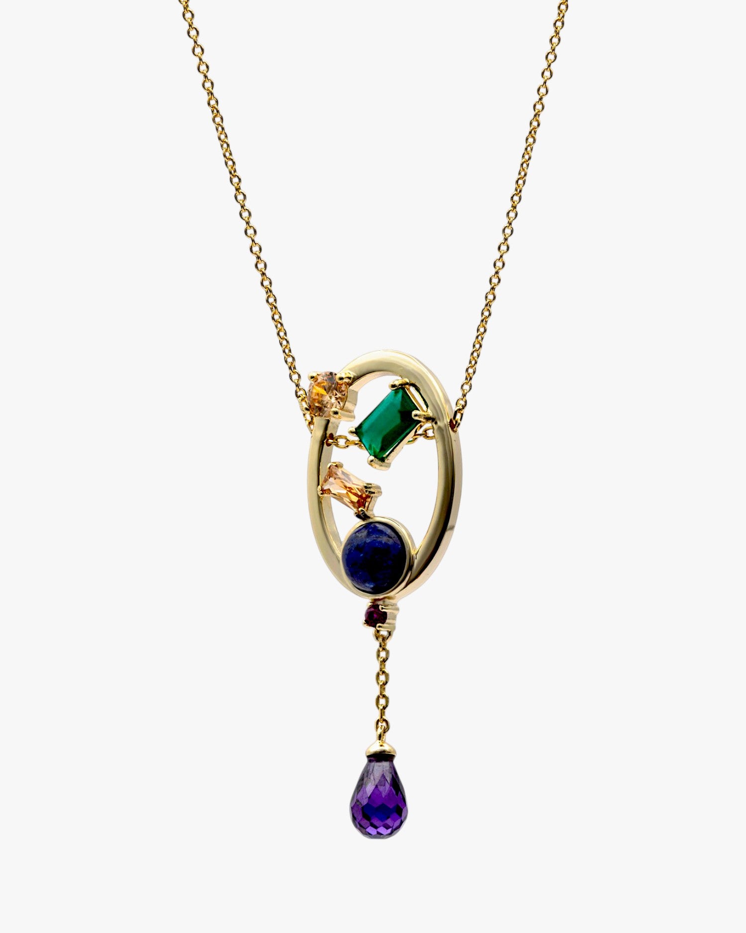 Colgante plata original de diseño vanguardista con gemas