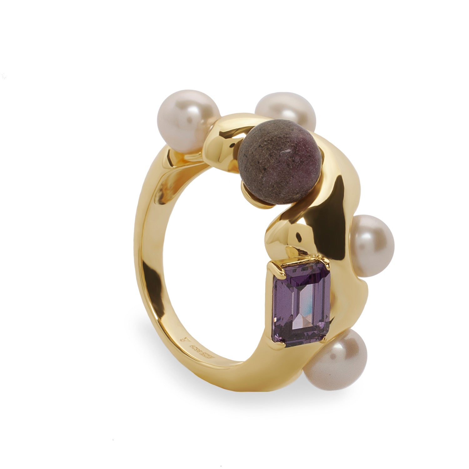 Anillos de diseño con piedras en tonos morados