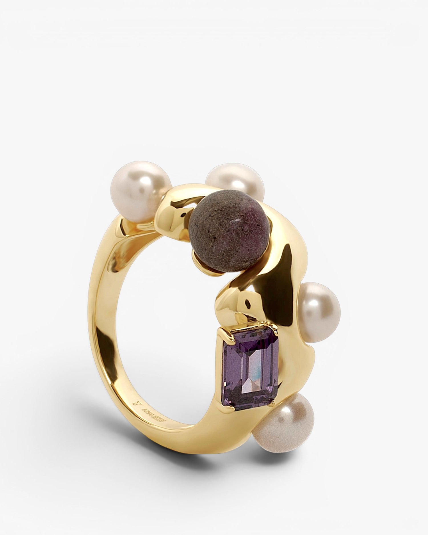 Anillos de diseño con piedras en tonos morados