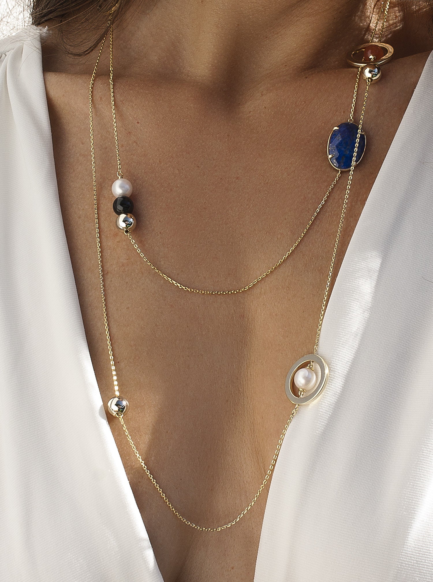 Collares largos de plata diseño elegante y moderno