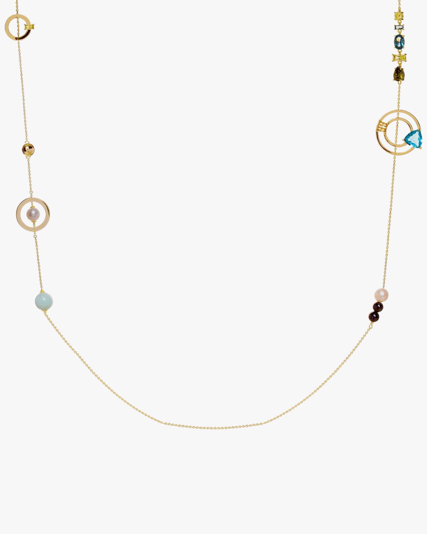 Collares largos estilo elegante con perlas y piedras