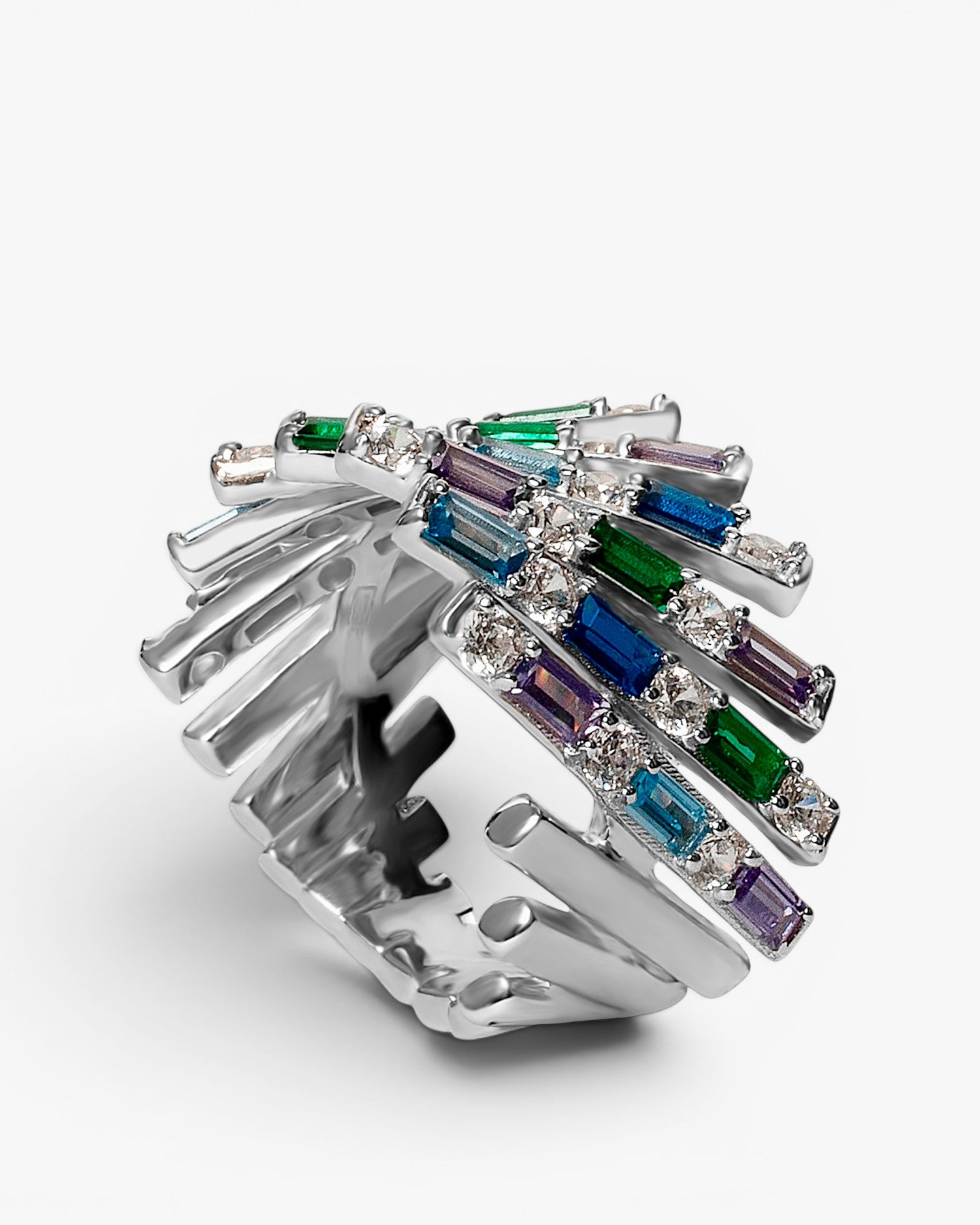 Anillos con piedras de colores vivbrantes de plata
