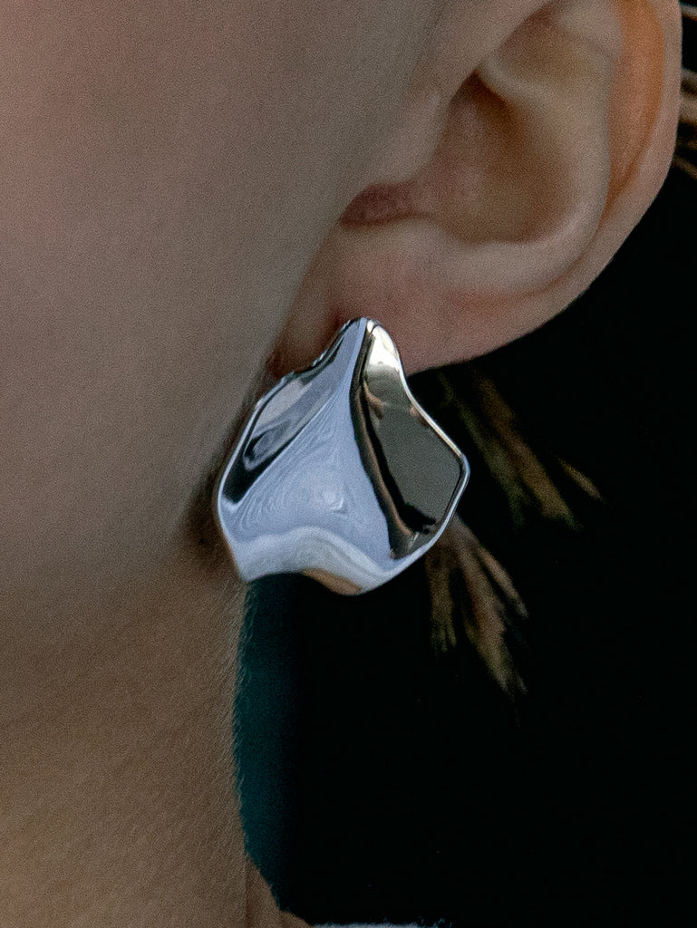 Boucles d'oreilles originaux de argent design fluide et organique