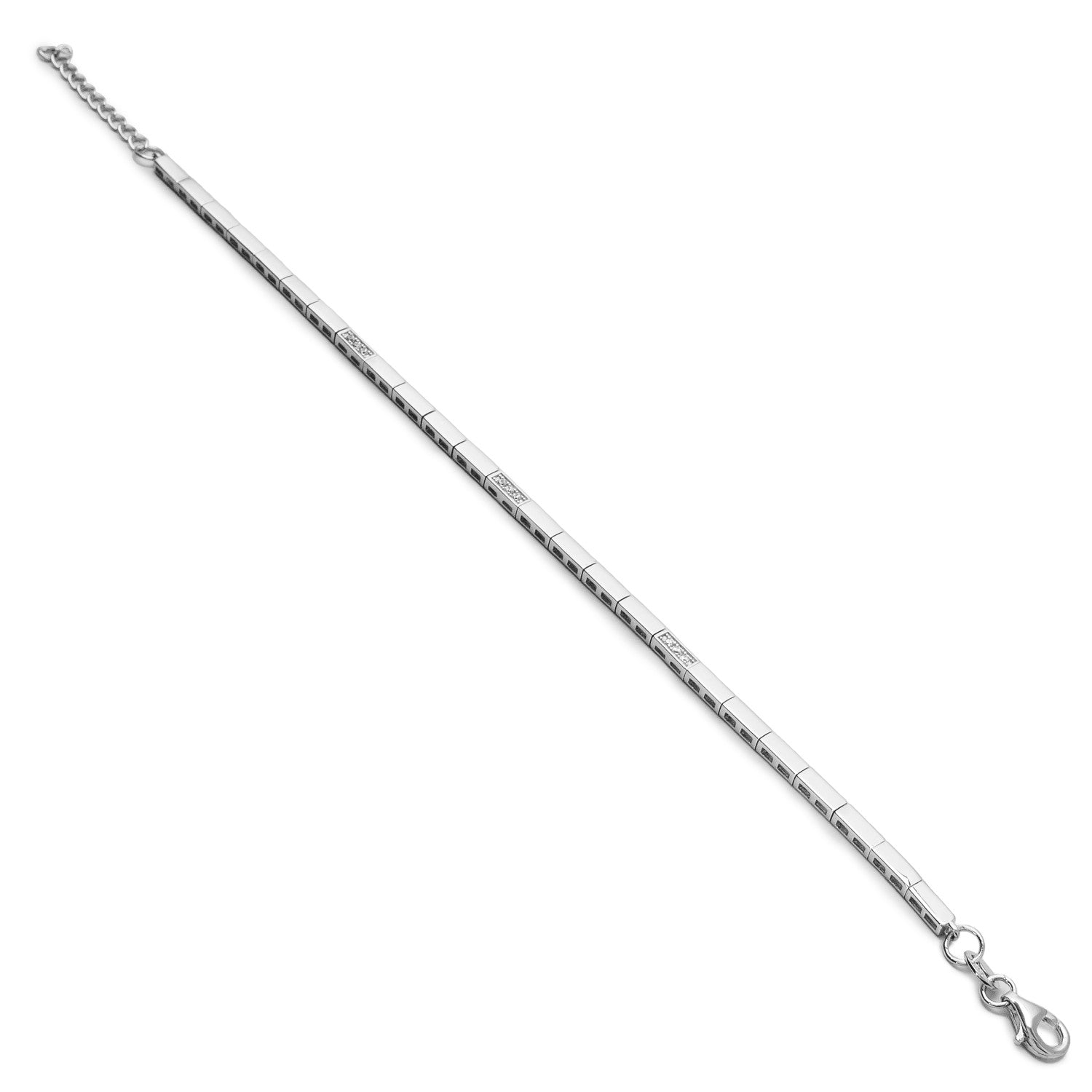 Pulsera brillante de plata diseño fino con circonitas