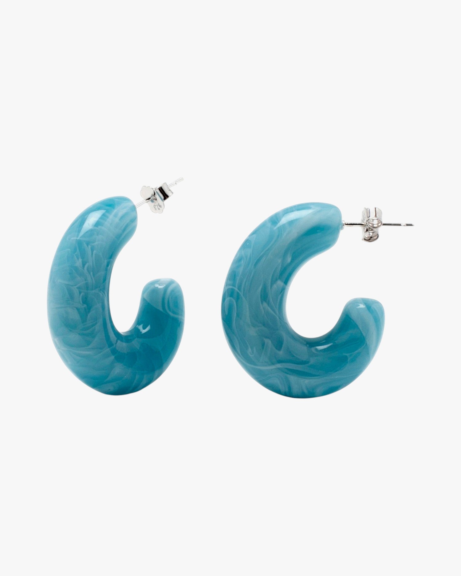 Pendientes aro tono turquesa diseño grueso